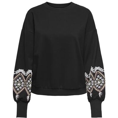 15216364-4897768 Onlbrooke L/S okrągły dekolt Flower SWT Noos, czarny, XS 15216364-4897768 Onlbrooke L/S okrągły dekolt Flower SWT Noos, czarny, XS