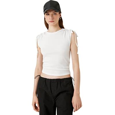 3SAK10023EK Koton Damska koszulka bez rękawów bez rękawów, Off White (001), L 3SAK10023EK Koton Damska koszulka bez rękawów bez rękawów, Off White (001), L