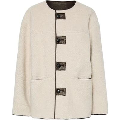 17158931-4799985 PIECES Pcjulie Reverislbe Teddy Pu Jacket, brzoza, M 17158931-4799985 PIECES Pcjulie Reverislbe Teddy Pu Jacket, brzoza, M