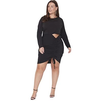 TBBAW23AH00050 Trendyol Damska mini sukienka w rozmiarze plus size, czarna, 3XL, Czarny, 3XL TBBAW23AH00050 Trendyol Damska mini sukienka w rozmiarze plus size, czarna, 3XL, Czarny, 3XL