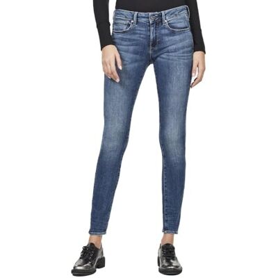 D05889-8968-A949 G-STAR RAW 3301 Mid Waist Skinny Dżins Spodnie Damskie Kobiety, niebieski (Faded Indigo Destroyed 8968-a949), 24W / 32L D05889-8968-A949 G-STAR RAW 3301 Mid Waist Skinny Dżins Spodnie Damskie Kobiety, niebieski (Faded Indigo Destroyed 8968-a949), 24W / 32L
