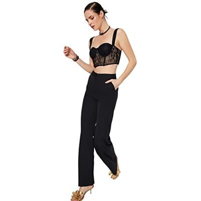 TPRAW22PL0402 Trendyol Czarne spodenki damskie, Czarny, 62 TPRAW22PL0402 Trendyol Czarne spodenki damskie, Czarny, 62