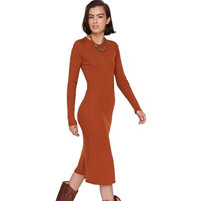 TWOAW23EL00023 Trendyol Damska sukienka z dzianiny Midi Bodycon, Wielbłądzi, L TWOAW23EL00023 Trendyol Damska sukienka z dzianiny Midi Bodycon, Wielbłądzi, L