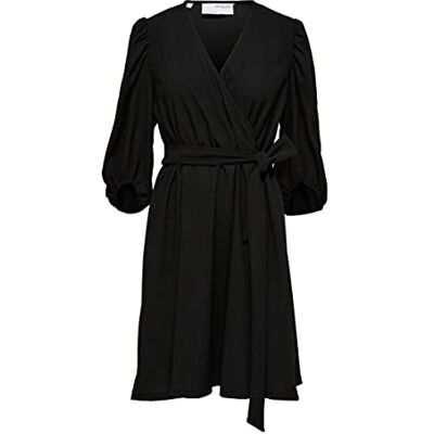 16086163 SELECTED FEMME Damska sukienka SLFMYNTE 3/4, krótka sukienka B, czarna, XS, czarny, XS 16086163 SELECTED FEMME Damska sukienka SLFMYNTE 3/4, krótka sukienka B, czarna, XS, czarny, XS