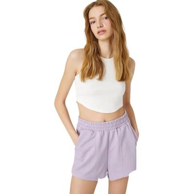 3SAL40097IK Koton Damskie szorty typu Relax Fit Ribbed Pocket Detail, Fioletowy (353), XS 3SAL40097IK Koton Damskie szorty typu Relax Fit Ribbed Pocket Detail, Fioletowy (353), XS