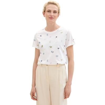 1042179 TOM TAILOR Basik damska koszulka z nadrukiem, 29338 Offwhite Colorful Design, XXS 1042179 TOM TAILOR Basik damska koszulka z nadrukiem, 29338 Offwhite Colorful Design, XXS
