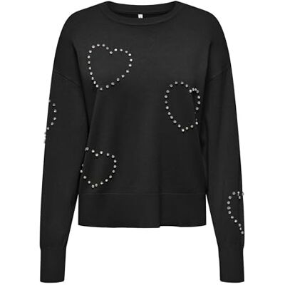 15365366-4981228 ONLY Onlbee LS Heart Bling O-Neck CC Knt, czarny, L damski, czarne, L 15365366-4981228 ONLY Onlbee LS Heart Bling O-Neck CC Knt, czarny, L damski, czarne, L