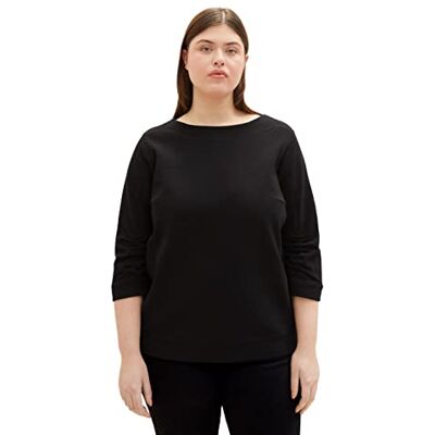 1036080 TOM TAILOR Damski Bluza , 14482 Deep Black, 44 Duże rozmiary 1036080 TOM TAILOR Damski Bluza , 14482 Deep Black, 44 Duże rozmiary