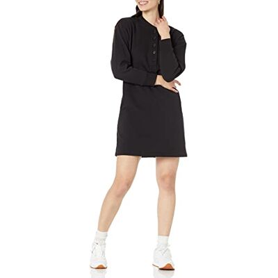 AEW30323F23_Black Amazon Essentials Damska dzianinowa sukienka Henley (dostępna w dużych rozmiarach), czarna, M AEW30323F23_Black Amazon Essentials Damska dzianinowa sukienka Henley (dostępna w dużych rozmiarach), czarna, M