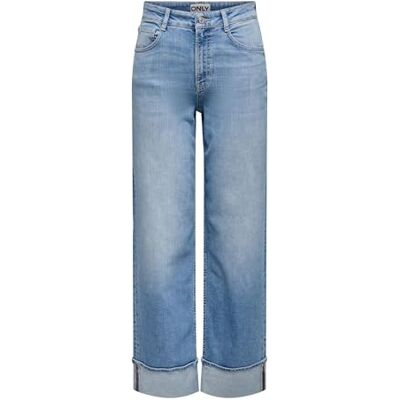 15361585-4889926 ONLY Onlmercer HW Wide Fold Up DNM Rea330Noos, Mix jasnoniebieski, 25 W x 30 l, damski, Jasnoniebieska mieszanka, 25W / 30L 15361585-4889926 ONLY Onlmercer HW Wide Fold Up DNM Rea330Noos, Mix jasnoniebieski, 25 W x 30 l, damski, Jasnoniebieska mieszanka, 25W / 30L