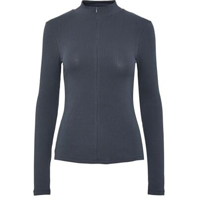 17154273-4629124 PIECES Pckitte Zip Ls T-Neck Top Noos Bc koszulka z długim rękawem, niebieski (Ombre Blue), L 17154273-4629124 PIECES Pckitte Zip Ls T-Neck Top Noos Bc koszulka z długim rękawem, niebieski (Ombre Blue), L