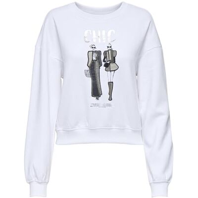 15356234-4841182 Onlemily L/S Denim Print O-Neck SWT, Bright White, M 15356234-4841182 Onlemily L/S Denim Print O-Neck SWT, Bright White, M