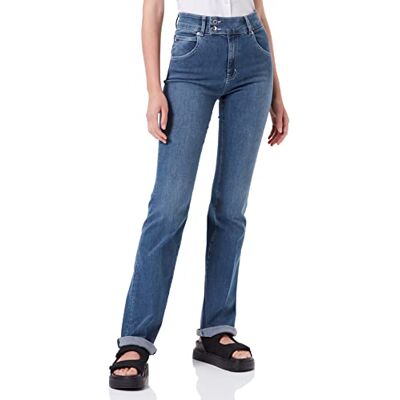 WQ47880 S3759 Love Moschino Superstretch niebieski dżins z wytłoczonym logo naszywka dżinsy damskie, Denim, 56 WQ47880 S3759 Love Moschino Superstretch niebieski dżins z wytłoczonym logo naszywka dżinsy damskie, Denim, 56