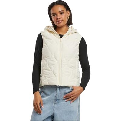 TB7009 Urban Classics Damska kamizelka damska Super Light Puffer Vest, lekka pikowana kamizelka z kapturem dla kobiet, krój slim fit, Whitesand, XS TB7009 Urban Classics Damska kamizelka damska Super Light Puffer Vest, lekka pikowana kamizelka z kapturem dla kobiet, krój slim fit, Whitesand, XS