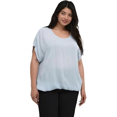 10580267 Kaffe Curve Damska bluzka plus size szorty Batwing Sleeves Casual Fit Crew Neck damskie, Celestial Blue, 42 duże rozmiary 10580267 Kaffe Curve Damska bluzka plus size szorty Batwing Sleeves Casual Fit Crew Neck damskie, Celestial Blue, 42 duże rozmiary