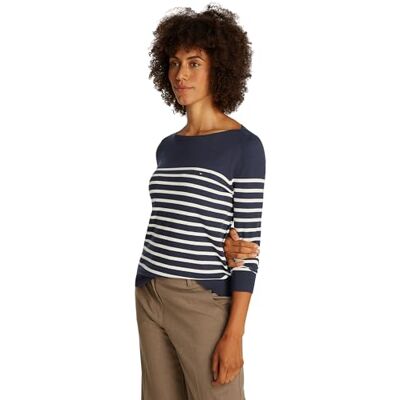 WW0WW400990A5XXS TOMMY HILFIGER Damski sweter CO JERSEY STITCH BOAT-NK WW0WW40099, niebieski, XXS, Niebieski (Dark Night Navy/Ivory Petal Stp), XXS WW0WW400990A5XXS TOMMY HILFIGER Damski sweter CO JERSEY STITCH BOAT-NK WW0WW40099, niebieski, XXS, Niebieski (Dark Night Navy/Ivory Petal Stp), XXS