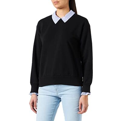 RHNS19A Naf Naf Damski sweter Varsity Sweat, czarny, L RHNS19A Naf Naf Damski sweter Varsity Sweat, czarny, L