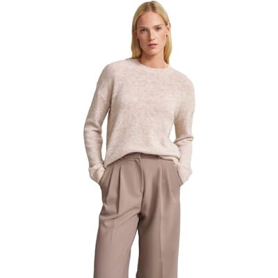 W9888-5371 bugatti Damski sweter okrągły dekolt, brązowy-30, S W9888-5371 bugatti Damski sweter okrągły dekolt, brązowy-30, S