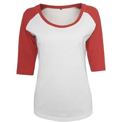 BY022-00237-0040 Build Your Brand Koszulka damska 3/4 w kontrastowej koszulce Raglan T-Shirt, biały/czerwony, 5XL, Biały/Czerwony, 5XL BY022-00237-0040 Build Your Brand Koszulka damska 3/4 w kontrastowej koszulce Raglan T-Shirt, biały/czerwony, 5XL, Biały/Czerwony, 5XL
