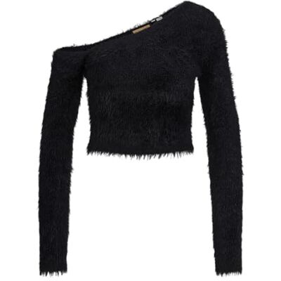 12261553 JACK & JONES Damski top z dzianiny Jxheidi One Shoulder Knit, czarny, M 12261553 JACK & JONES Damski top z dzianiny Jxheidi One Shoulder Knit, czarny, M