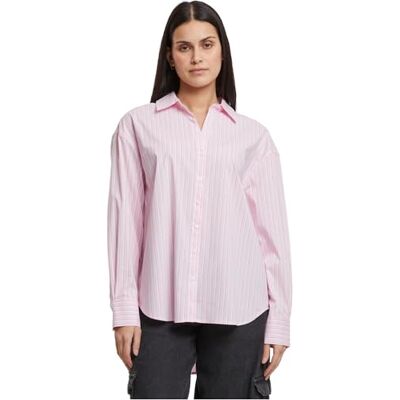 TB7176 Urban Classics Damska bluzka koszulowa Ladies Oversized Striped Bluzka w paski, damska bluzka w paski o wyglądzie oversize, rozmiary XS 5XL, miękki różowy/biały, M TB7176 Urban Classics Damska bluzka koszulowa Ladies Oversized Striped Bluzka w paski, damska bluzka w paski o wyglądzie oversize, rozmiary XS 5XL, miękki różowy/biały, M