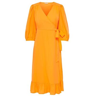 15253350 Only Kobiety Onlolivia 3/4 Wrap Midi Sukienka, Pomarańczowy, XXS 15253350 Only Kobiety Onlolivia 3/4 Wrap Midi Sukienka, Pomarańczowy, XXS