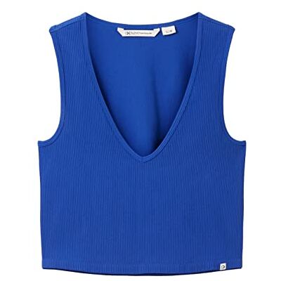 1038650 TOM TAILOR Denim Cropped Basic Top damski, 14531 Shiny Royal, S-M 1038650 TOM TAILOR Denim Cropped Basic Top damski, 14531 Shiny Royal, S-M