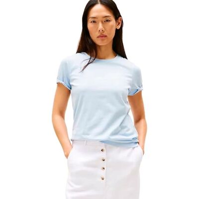 WW0WW45746 Tommy Hilfiger Koszulka damska S/S, Niebieski (Breezy Blue), XS WW0WW45746 Tommy Hilfiger Koszulka damska S/S, Niebieski (Breezy Blue), XS