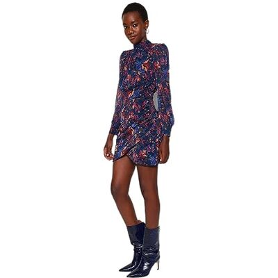 TWOAW23EL01482 Trendyol Damska geometryczna sukienka mini, długie rękawy, stylowa/nocna taliowana sukienka, niebieski, 38 TWOAW23EL01482 Trendyol Damska geometryczna sukienka mini, długie rękawy, stylowa/nocna taliowana sukienka, niebieski, 38