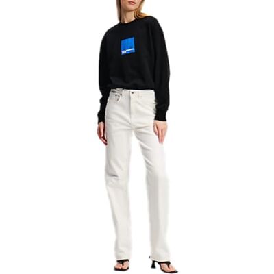 A2W10135 Karl Lagerfeld Jeans, Damskie, High Rise Straight Denim, Prosta Nogawka, Biały, 2632 A2W10135 Karl Lagerfeld Jeans, Damskie, High Rise Straight Denim, Prosta Nogawka, Biały, 2632