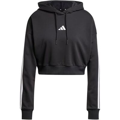 JE0017 adidas Kobiety ESSENTIALS 3-STRIPES FRENCH TERRY CROPPED HOODIE, black/white, XL JE0017 adidas Kobiety ESSENTIALS 3-STRIPES FRENCH TERRY CROPPED HOODIE, black/white, XL