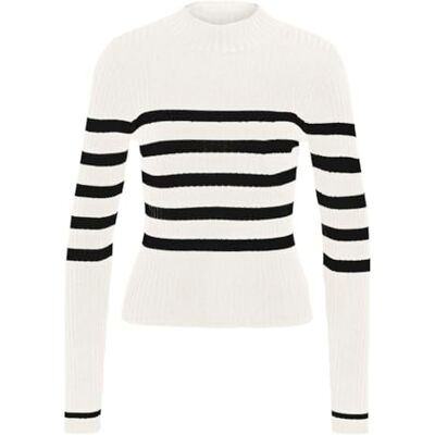 27027551 NMFIFI L/S HIGH NECK RIB KNIT FWD NOOS, Sugar Swizzle/Stripes:black, XS 27027551 NMFIFI L/S HIGH NECK RIB KNIT FWD NOOS, Sugar Swizzle/Stripes:black, XS