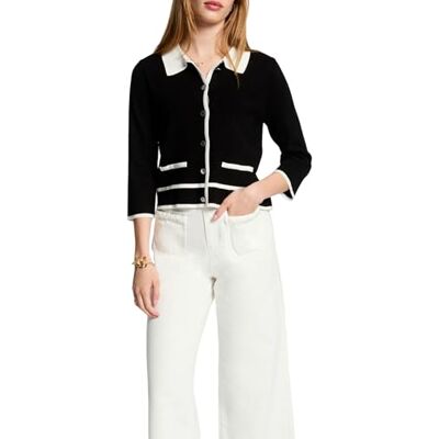 252-MJIM MORGAN Kamizelka, Czarny/Off White, L 252-MJIM MORGAN Kamizelka, Czarny/Off White, L