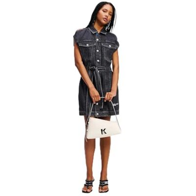 A2W130231BJ KARL LAGERFELD JEANS Belted Denim Dress, Washed Black, S, Washed Black, S A2W130231BJ KARL LAGERFELD JEANS Belted Denim Dress, Washed Black, S, Washed Black, S