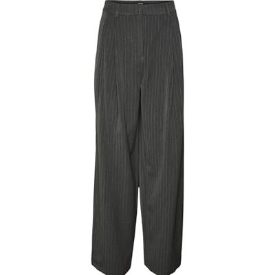 10319718 VERO MODA VMSILJE MW Wide Pinstripe Pants Pants, szary, 34W / 30L 10319718 VERO MODA VMSILJE MW Wide Pinstripe Pants Pants, szary, 34W / 30L