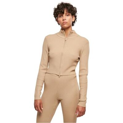 TB5089 Urban Classics Women's Ladies Cropped Rib Knit sweter z zamkiem b?yskawicznym, jednokolorowy, be?owy, L, be?owy unionowy, L TB5089 Urban Classics Women's Ladies Cropped Rib Knit sweter z zamkiem b?yskawicznym, jednokolorowy, be?owy, L, be?owy unionowy, L