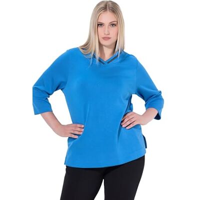 832671 Ulla Popken Bluza damska, duże rozmiary, plus size, stójka, klasyczna, ozdobny łańcuszek, długi rękaw 832671 Ulla Popken Bluza damska, duże rozmiary, plus size, stójka, klasyczna, ozdobny łańcuszek, długi rękaw