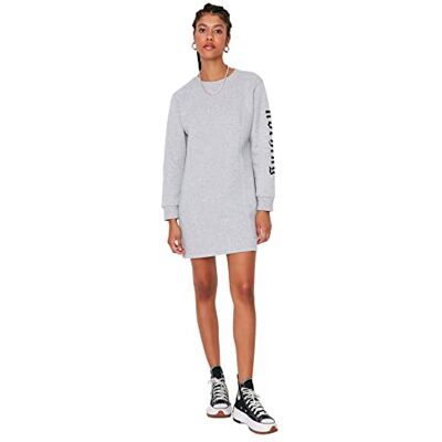 TWOAW23EL00827 Trendyol Damska sukienka mini z okrągłym dekoltem, szara, XL, Szary, XL TWOAW23EL00827 Trendyol Damska sukienka mini z okrągłym dekoltem, szara, XL, Szary, XL