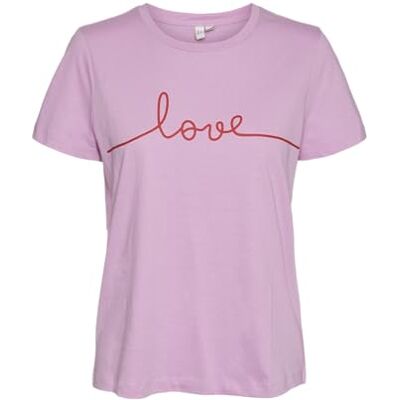 10309519-4503120 VERO MODA Vmkami S/S O-Neck T-Shirt JRS Btq Top, Pastel Lavender/Print: tonado Love, M 10309519-4503120 VERO MODA Vmkami S/S O-Neck T-Shirt JRS Btq Top, Pastel Lavender/Print: tonado Love, M