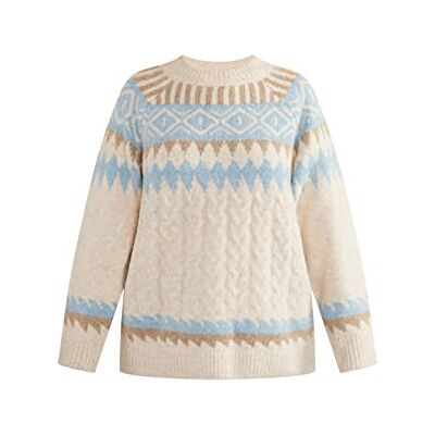 15425016-JA03 Jalene Damski sweter z dzianiny , beżowy brązowy niebieski, M/L, beżowy, brązowy, niebieski, M-L 15425016-JA03 Jalene Damski sweter z dzianiny , beżowy brązowy niebieski, M/L, beżowy, brązowy, niebieski, M-L