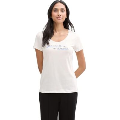 1046326 TOM TAILOR Damska koszulka z nadrukiem, 10315 Whisper White, XXS 1046326 TOM TAILOR Damska koszulka z nadrukiem, 10315 Whisper White, XXS