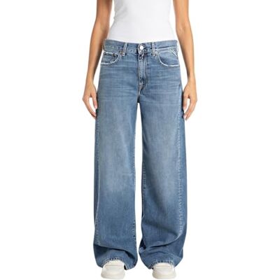 WA525 .000.800 764 Replay Damskie dżinsy Wide Leg Amelye oryginalna kolekcja, 009 Medium Blue, 27W / 32L WA525 .000.800 764 Replay Damskie dżinsy Wide Leg Amelye oryginalna kolekcja, 009 Medium Blue, 27W / 32L