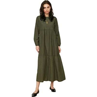 TCTSS21EL3406 Trendyol Women's Saucet okrągły kołnierz. Sukienka, khaki, 36 TCTSS21EL3406 Trendyol Women's Saucet okrągły kołnierz. Sukienka, khaki, 36