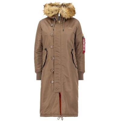 198013-183 Alpha Industries Długa kurtka zimowa Fishtail Wmn dla kobiet Taupe 198013-183 Alpha Industries Długa kurtka zimowa Fishtail Wmn dla kobiet Taupe