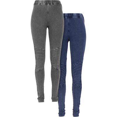 PP1056-03338-0058 Urban Classics Legginsy damskie z d?erseju, zestaw 2 sztuk, szare/niebieskie, szary/niebieski, XS PP1056-03338-0058 Urban Classics Legginsy damskie z d?erseju, zestaw 2 sztuk, szare/niebieskie, szary/niebieski, XS