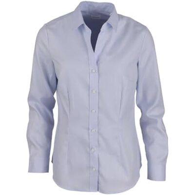 60.080645 Seidensticker Bluzka damska – bluzka koszulowa – klasyczna – elegancka – łatwa do prasowania – krój slim fit – krótki rękaw – uniwersalna – 100% bawełna, Bleu(080645), 48 60.080645 Seidensticker Bluzka damska – bluzka koszulowa – klasyczna – elegancka – łatwa do prasowania – krój slim fit – krótki rękaw – uniwersalna – 100% bawełna, Bleu(080645), 48