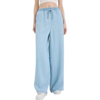 235612601 DeFacto Damskie spodnie cargo spodnie damskie z kieszeniami Wide Leg Pants Women, lt.indigo, 46 235612601 DeFacto Damskie spodnie cargo spodnie damskie z kieszeniami Wide Leg Pants Women, lt.indigo, 46
