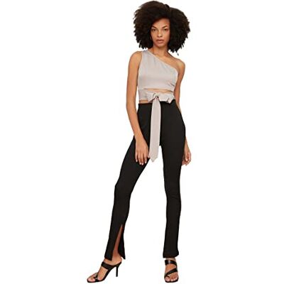 TWOSS22TA0052 Trendyol Legginsy brązowe wysoki stan, Czarny, L TWOSS22TA0052 Trendyol Legginsy brązowe wysoki stan, Czarny, L