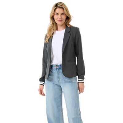 10550800 KAFFE Damska marynarka jednorzędowa Notch Lapel Slim Fit Rib Knit Cuffs, Czarny Oyster, XS 10550800 KAFFE Damska marynarka jednorzędowa Notch Lapel Slim Fit Rib Knit Cuffs, Czarny Oyster, XS