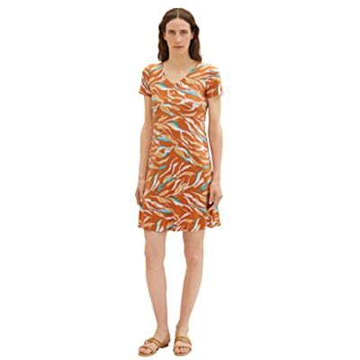 1035234 TOM TAILOR Damski sukienka , 31758 Brown Abstract Leaf Design, 42 1035234 TOM TAILOR Damski sukienka , 31758 Brown Abstract Leaf Design, 42